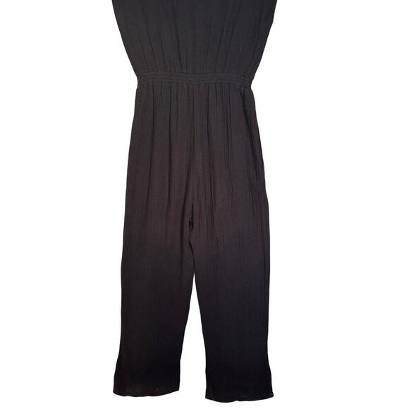 Xirena NWOT Nell Jumpsuit Wide Leg Crinkled V Neck Cotton Black Size Small - Picture 10 of 13